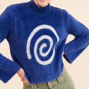 Lisa Says Gah Ebba Mock Neck Spiral Sweater M/L